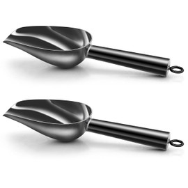 TeamFar Mini Scoop Set of 2, 3 Oz Stainless Steel Scoop, Black Small Candy Scoops for Canister Jars Buffet, Rust Free & Long Lasting, Mirror Finish & Dishwasher Safe