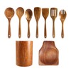 Oidnvay 9 PCS Wooden Spoons for Cooking, Utensils With Holder,