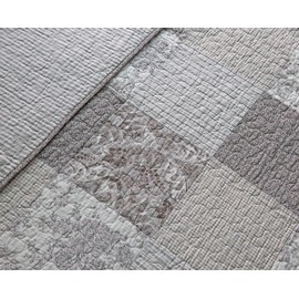 SLPR Silver Linings Cotton Patchwork Quilted Throw - 50" x 60" | Grey Farmhouse Lap Quilt for Couch and Bed