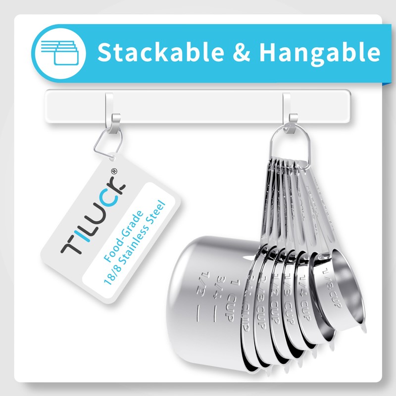 TILUCK Stainless Steel Measuring Cups Set,Kitchen Gadgets for Cooking &