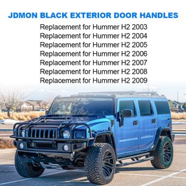 JDMON 4PCS Exterior Door Handles Replacement for Hummer H2 2003-2009 Replacement for 15104792 10360326 15104797 15104796 Front Rear Left Driver Right Passenger Outside Outer Door Handle Set Black