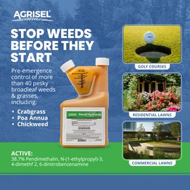 Agrisel Pendi Hydrocap Weed Killer, Pre-Emergent Formula, Effective on 40+ Broadleaf Weeds and Grasses, No-Stain, Mixes Easily, Pet Safe, Includes 3-Pack of Agrisel Protective Gloves, 16 Ounces
