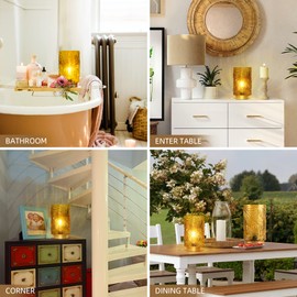 Battery Operated Table Lamp, Cordless Lamps for Home Decor, Battery Powered Nightlight with LED Bulb with Timer, Decorative Lights for Living Room Bedroom Tabletop Entryway Centerpiece Gift(S Yellow)