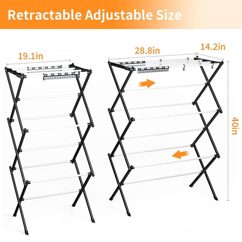 KeingGcopr Foldable Drying Rack Clothing, Clothes Drying Rack Collapsible Indoor,