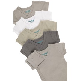 Kindsgard Wrap Bodysuit Short Sleeve "Trunder" - Pack of 5 - 100% Organic Cotton - Oeko-Tex Certified - Soft, Breathable & Skin-Friendly - Baby Bodysuit with Press Studs, 5_grey