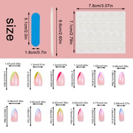 NICENEEDED 24 Pcs French Tips Press on Nails, Colorful Almond Fake Nails, Full Cover Stick on Nails Acrylic Pastel False Nails Glue on Nails for Women Nail Decoration