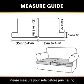 PrinceDeco Cushion Covers for Couches and Sofas 2 Pieces T Cushion Couch Cover T Cushion Sofa Slipcover Washable T Cushion Shape Seat Covers with Elastic Bands Pet Friendly, Sand