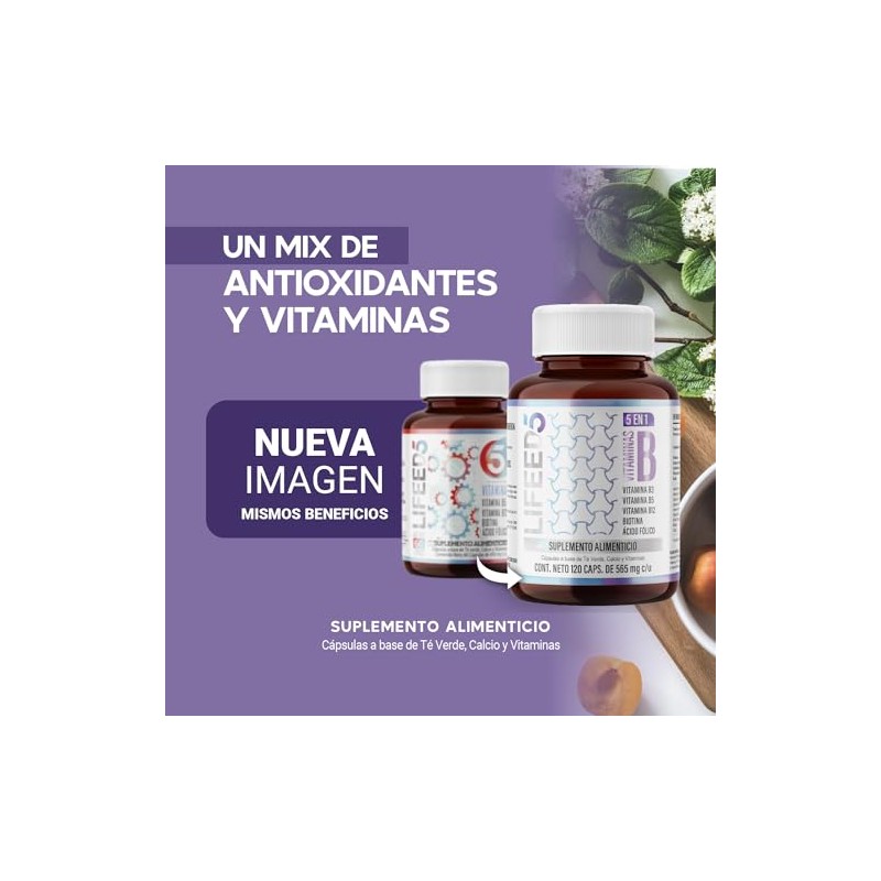 LIFEED5 Complejo B Vitaminas B1, B2, B3, B5, B6, B12