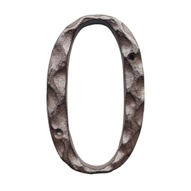 Cast Iron House Numbers-5 Inch Rustic Address Number- Solid & Heavy Duty/ Easy Install with Matching Screws-Number 0