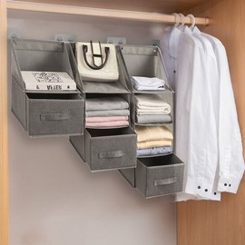 Drawer Fabric Pouch Hanging Accessory Organizer Handy Box 1st Tier 2nd Tier 3rd Tier Gray/2-tier