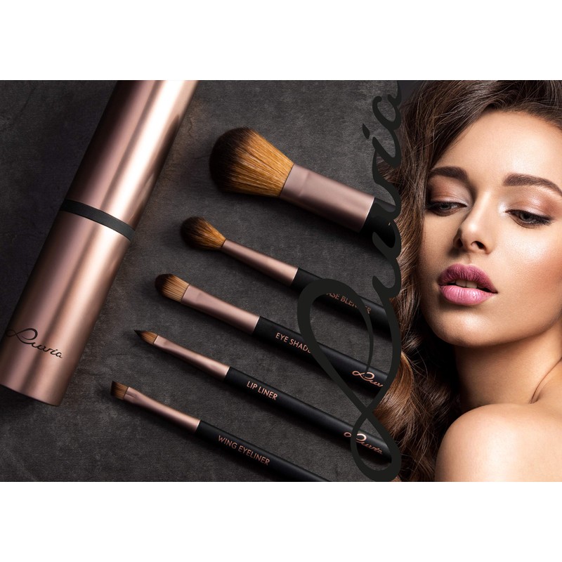 Pinselset Make-Up Luvia, Travel Set Espresso, 5 Kosmetikpinsel Inkl. Schminkpinsel