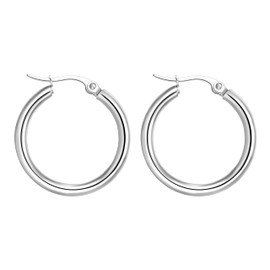 day.berlin Women's Creole Earrings 25 mm Diameter 18 Carat Gold-Plated Simple Earrings 2.5 cm 316L Stainless Steel Hoop Earrings, Nickel-Free and Waterproof, Stainless Steel, No Gemstone