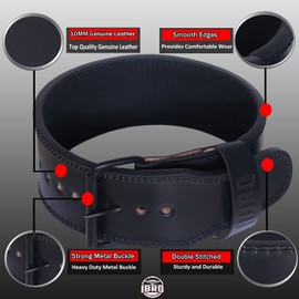 IBRO Single Prong Powerlifting Gym Belt – Power 10MM Extreme Heavy Duty Genuine Leather Belts - Squat Deadlift Bodybuilding Weight Lifting IPF Power Lifting Strongman for Men 10mm All Black S