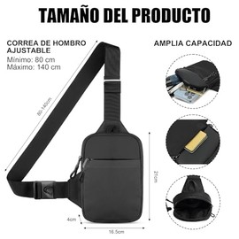 Mini Bolso Cruzado para Hombre, Impermeable y Ligero, Diseñado para el Pecho, Ideal para Trabajo, Ciclismo, Caminar, Viajes, Gimnasio, Vacaciones y Us