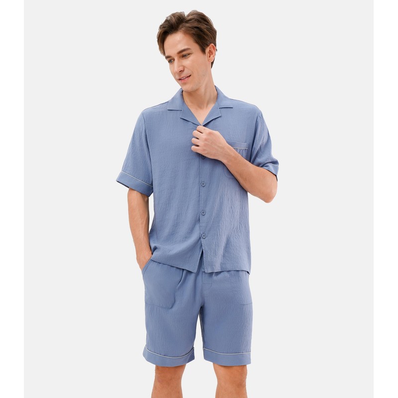 DAVID ARCHY Mens Pajamas Set Short Sleeve Summer Loungewear Soft