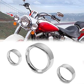 ECOTRIC Chrome 7" Headlight 4.5" Passing Lights Fog Lamps Trim Ring Bezel Visor Cover Compatible with Harley Electra Glide Harley Touring Road King