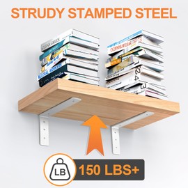 White Floating Shelf Bracket 12 Inch, 6 Pack Heavy Duty Shelf Brackets, Wall Shelf Bracket for DIY Decorative with Mounting Hardware