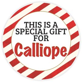 This is a Gift for Calliope - 100 Pack Circle Stickers 3 Inch - Candy Cane Merry Christmas Gift Tag Present Tree Holiday Custom Name Santa Claus