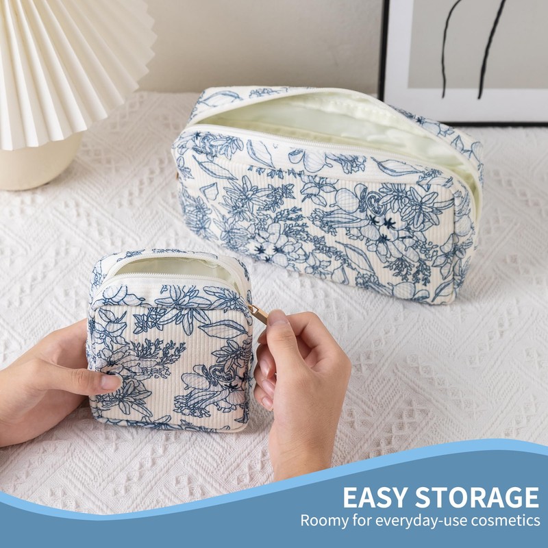 Makeup Bag for Purse Small Cosmetics Bag Corduroy Cute Cosmetic