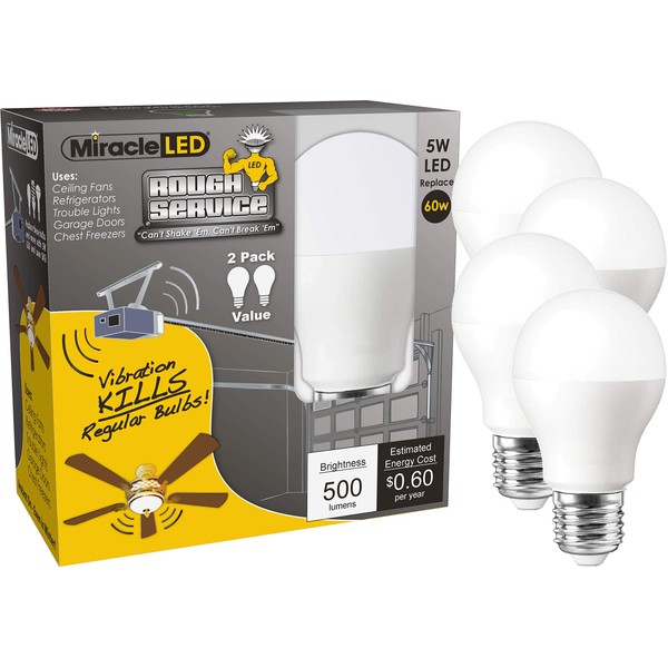 MiracleLED 604880 Rough Service Low Profile LED Garage Door Bulb Replacing Up to 50W (4-Pack), Cool White