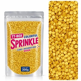 TT-BOX Sprinkles Confeti Comestible, Multicolor Pastel, 200 g, Decoración para Repostería, Pasteles y Cupcakes (Dorado)