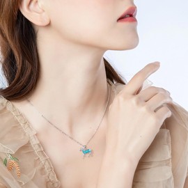 CUPENDA Horse Necklace Sterling Silver Turquoise Animal Pendant Horse Gifts Jewelry for Women