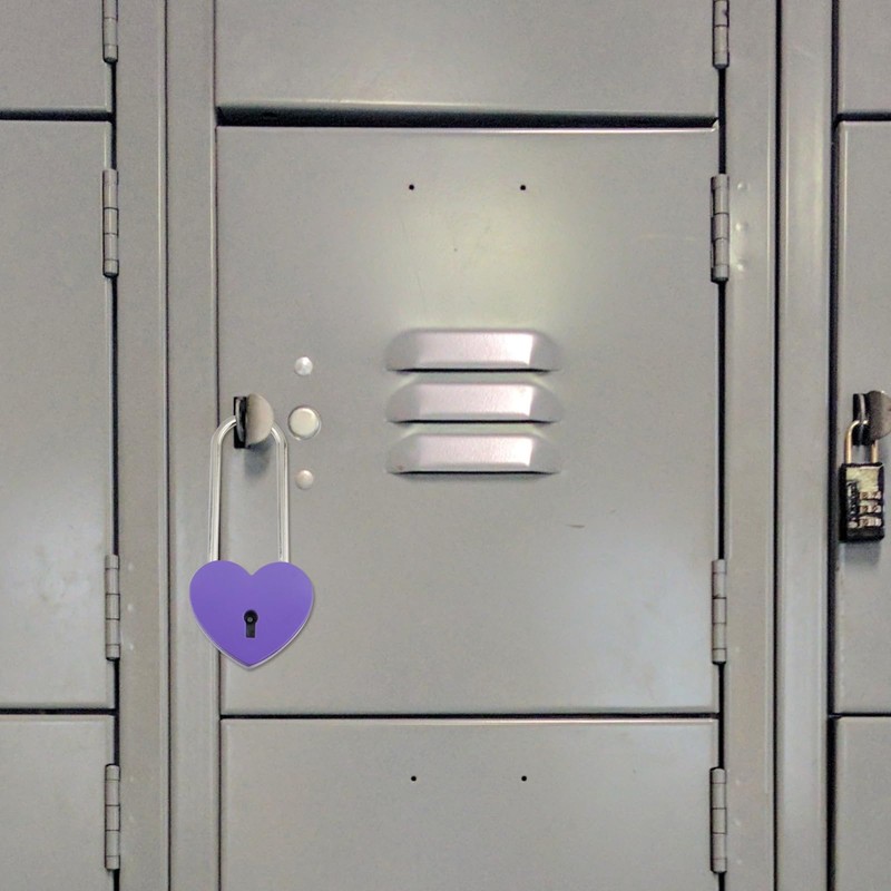 3PCS Heart Shaped Padlocks, Purple, 3.86"×1.73"