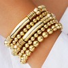 AllJunction Gold Beaded Stretch Bracelets for Women Chunky Silver Beads