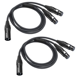HUALEU 3.3Ft 2Pack 1 XLR Male to Dual Female y Splitter Adapter Cabel,XLR Y Splitter Cable 1 Male 2 Female,3Pin-XLR Combiner Y Cord Balanced Microphone Adaptor Patch XLR Splitter Cable