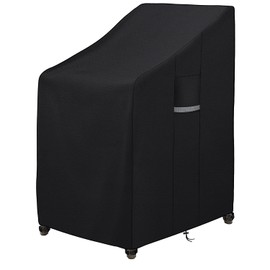 Dokon Garden Chairs Cover with Ventilation Holes, Waterproof, Windproof, UV-Resistant, Heavy-Duty 600D Oxford Fabric Protective Cover for Garden Chair, Stacking Chairs (65 x 65 x 80 / 120 cm) – Black