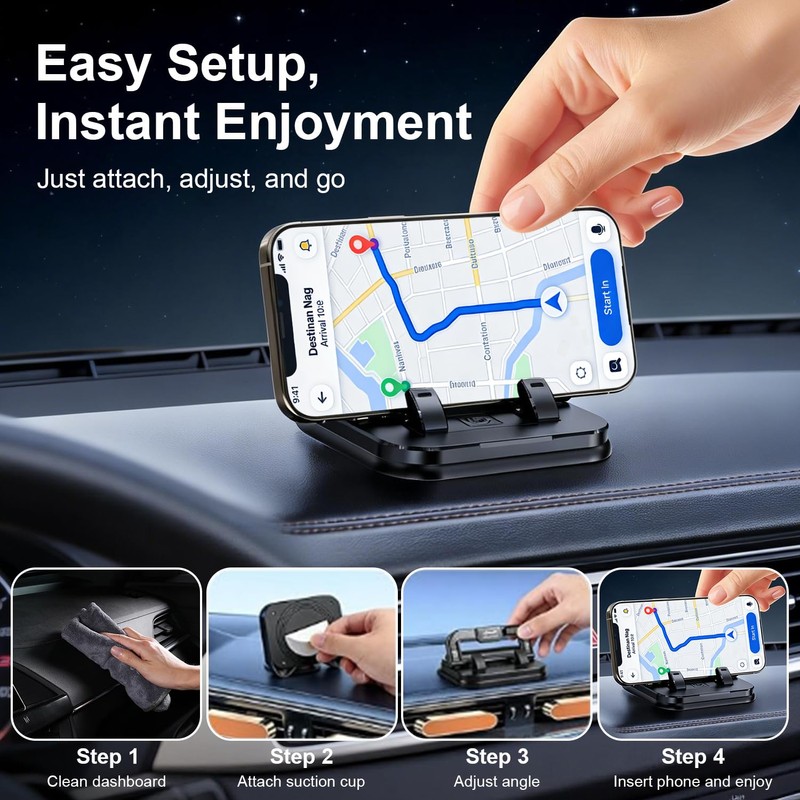 Tomvoc Car Phone Holder 360 Degree Rotation, Car Navigation Dashboard