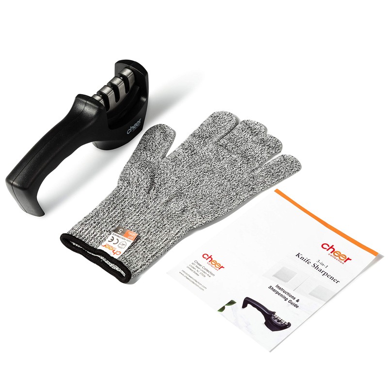 Cheer Collection 3-in-1 Knife Sharpener, Professional Blade Sharpening System for