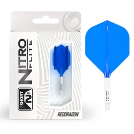 RED DRAGON Darts - Nitro Flite Integrated Flights & Shafts System - No.2 Shape and Design - White and Blue Colour, Short Length