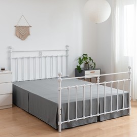 xuan dian Bed Skirt King Size, Pleated Waffle Weave Bed Skirt with Split Corners, Tailored Dust Ruffle 16 Inch Drop Easy Fit, Machine Washable (Grey, King - 16" Drop)