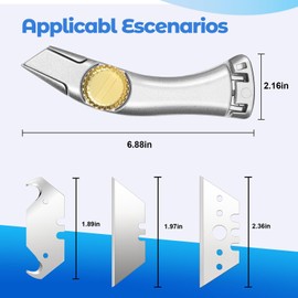 4 Pcs Fixed Blade Navajas para Roofing Utility Knives Heavy Duty Roofer's Knife Utility Knife Roofing Tools，Includes 3 Types of Replacement Blades, Heavy Duty Carpet Cutter for Indoor, Outdoor Use