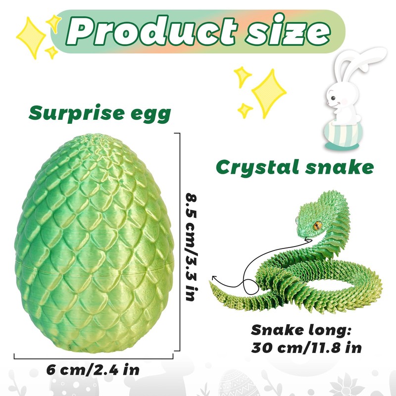 XehCaol 3D Printed Snake Movable Snake Fidget Toy 3D Snake