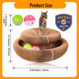 bonitacrylic 2 Pack Kitty Kurlz Cat Toys, Magic Accordion Scratching Board, Interactive Organ Cat Toy with One Balls, Enrichment Scratcher Mat for Kitten Bed Made of Cardboard