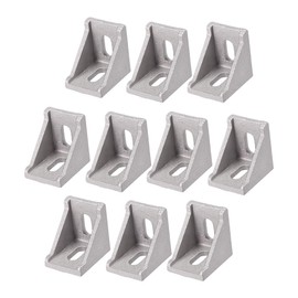 sourcing map Inside Corner Bracket Gusset, 35mm x 35mm for 3030 Series Aluminum Extrusion Profile, 10 Pcs (Silver)