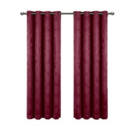Royal Tradition Embossed Bella 104-Inch Wide-by-84-Inch Long, Set of 2 Grommet Top Blackout Curtain Panels, Burgundy