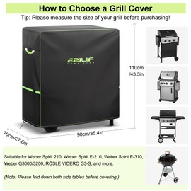 Ezilif Barbecue covers, 90x70x110cm BBQ Covers Waterproof 420D Oxford Heavy Duty Large with Windproof Buckle and Reflective Handle, UV Tear-Resistant Gas BBQ Cover for Weber, Char Broil, Nexgrill