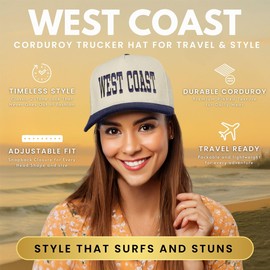 Funky Junque Two Tone Vintage Corduroy Snapback Hat - West Coast - Navy/Beige