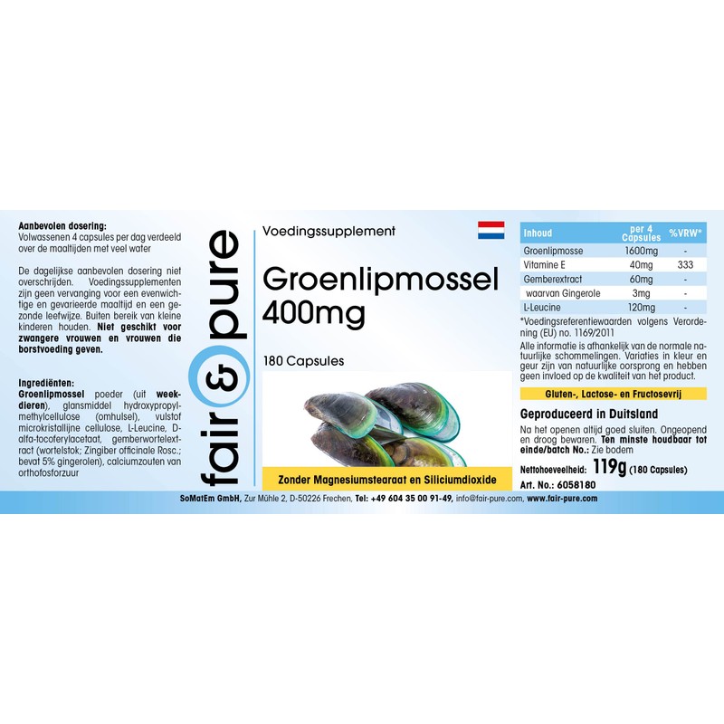Fair & Pure® - Grünlipp Muschel 400mg mit Ingwer -