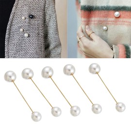 queenland Double Faux Pearl Brooch Pins Sweater Shawl Clip Dress Cardigan Collar Safety Pins