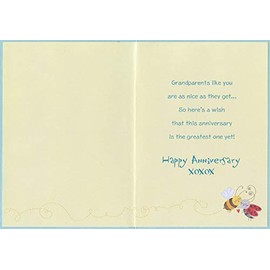 Designer Greetings Bumblebee and Ladybug Kiss Juvenile Wedding Anniversary Congratulations Card for Grandparents