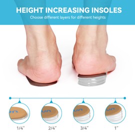 Sumifun Heel Lift, 4-Layer 1 Inch Gel Shoe Lifts for Women Uneven Legs, Adjustable Orthopedic Heel Lifts for Heel Pain and Leg Length Discrepancy, Heel Wedge Inserts 1/4" 1/2" 3/4" (Size S, 1 Pair)
