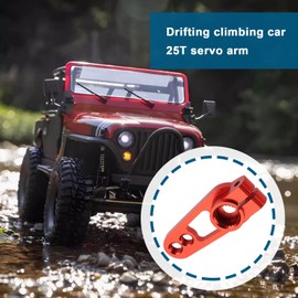 YINETTECH 4-Piece 25T Servo Horn Arm Aluminium Alloy Single-sided Steering Arm M3 Thread for RC Cars 1/10 Scale Compatible with Futaba Servo Motors Red