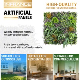 INFRANGE 1 pc 40" x 40" Artificial Boxwood Panel Hedge Topiary Plant Grass Backdrop Wall Privacy Fence Screen for Indoor Outdoor Garden Backyard Wedding Decor (Style 10)