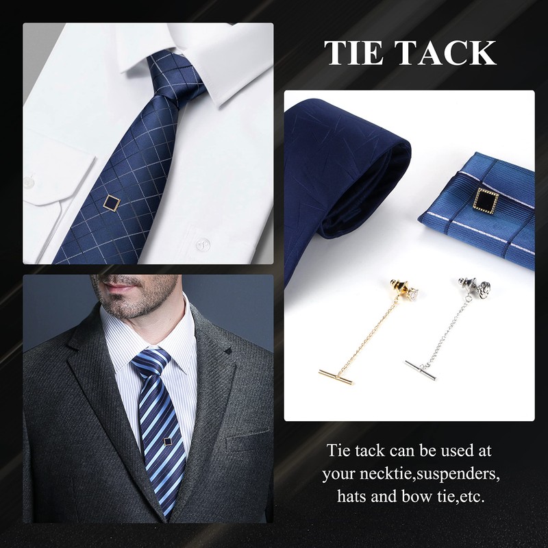 THUNARAZ 8 Pcs Tie Tacks for Men Tie Pins for