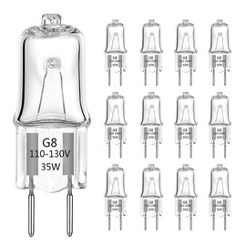 TAIYALOO G8 Halogen Light Bulbs 35W Dimmable 120V G8 Base 2Pin Xenon Bulb T4 JCD Type Warm White Under Cabinet Puck Lighting Replacements（12 Pack）