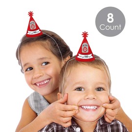 Big Dot of Happiness Fired Up Fire Truck - Mini Cone Firefighter Firetruck Baby Shower or Birthday Party Hats - Small Little Party Hats - Set of 8
